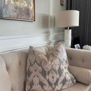 Set of 2 Z Gallerie Pillow Covers Taupe & Grey Ikat Pattern